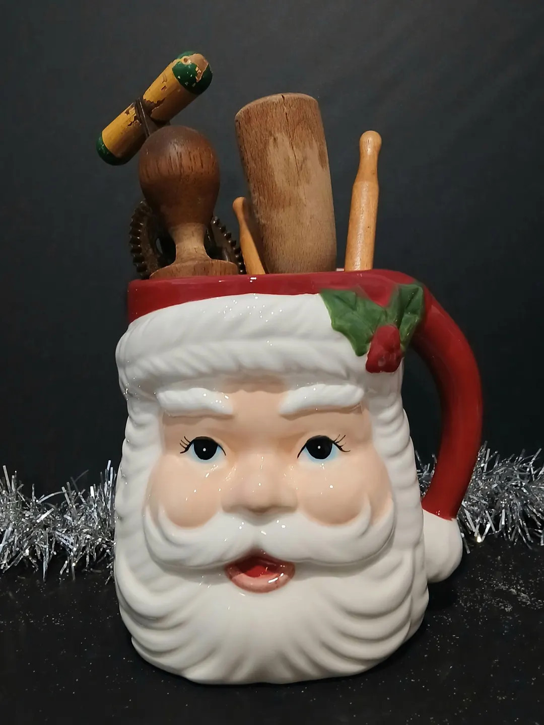 Retro Vintage Style Santa Claus Utensil Holder for Your Christmas Holiday Decor, Vase, Pitcher, A... | Etsy (US)