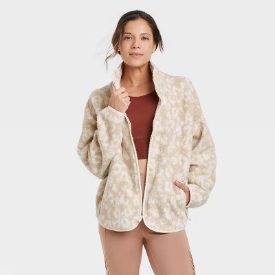 Women's Sherpa Cropped Jacket - All in Motion™ Beige S | Target