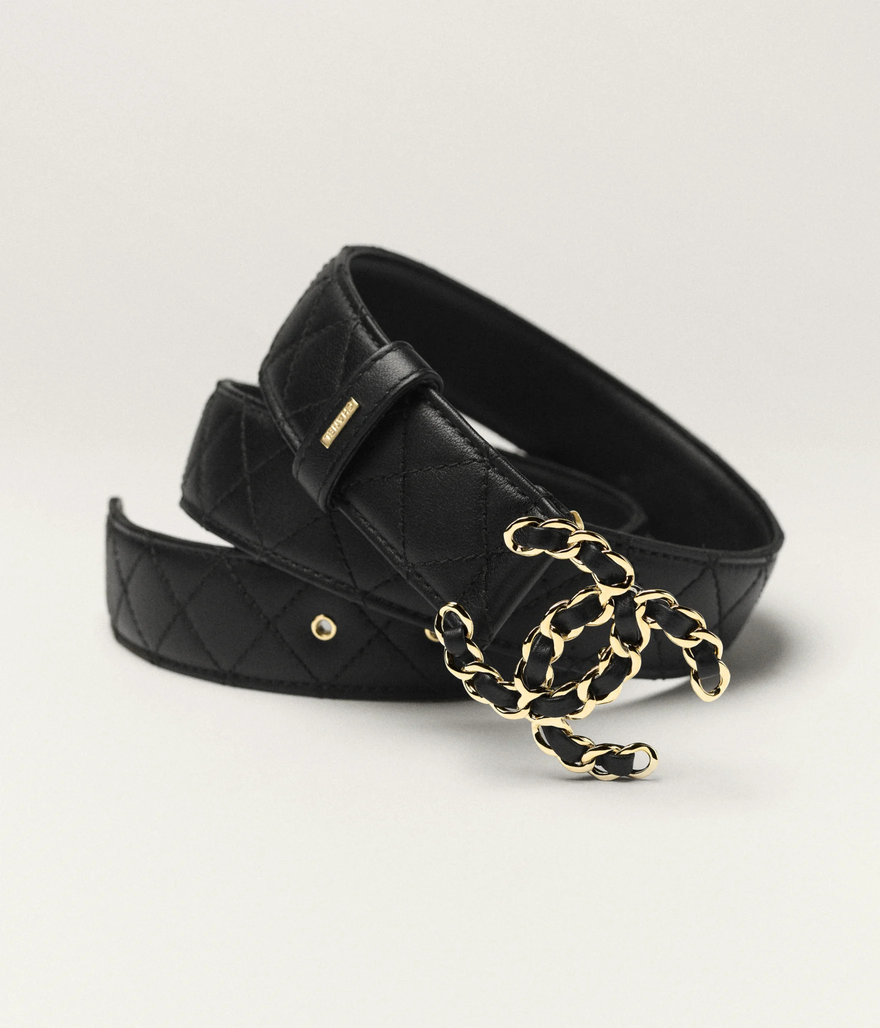Belt - Calfskin & gold-tone metal, black — Fashion | CHANEL | Chanel, Inc. (US)