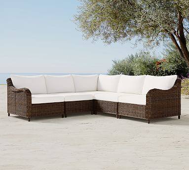 Torrey Wicker 5-Piece Roll Arm Outdoor Sectional (101") | Pottery Barn (US)