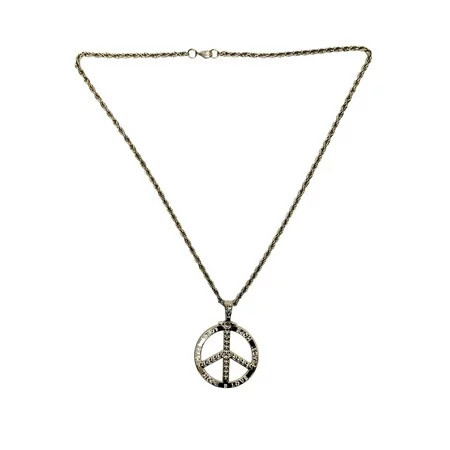 Silver Peace Sign Large Pendant Necklace 70 s Costume Party Jewelry Hippie Accessories | Walmart (US)