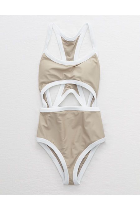 Aerie Pop Cut Out One Piece Swimsuit | American Eagle Outfitters (US & CA)