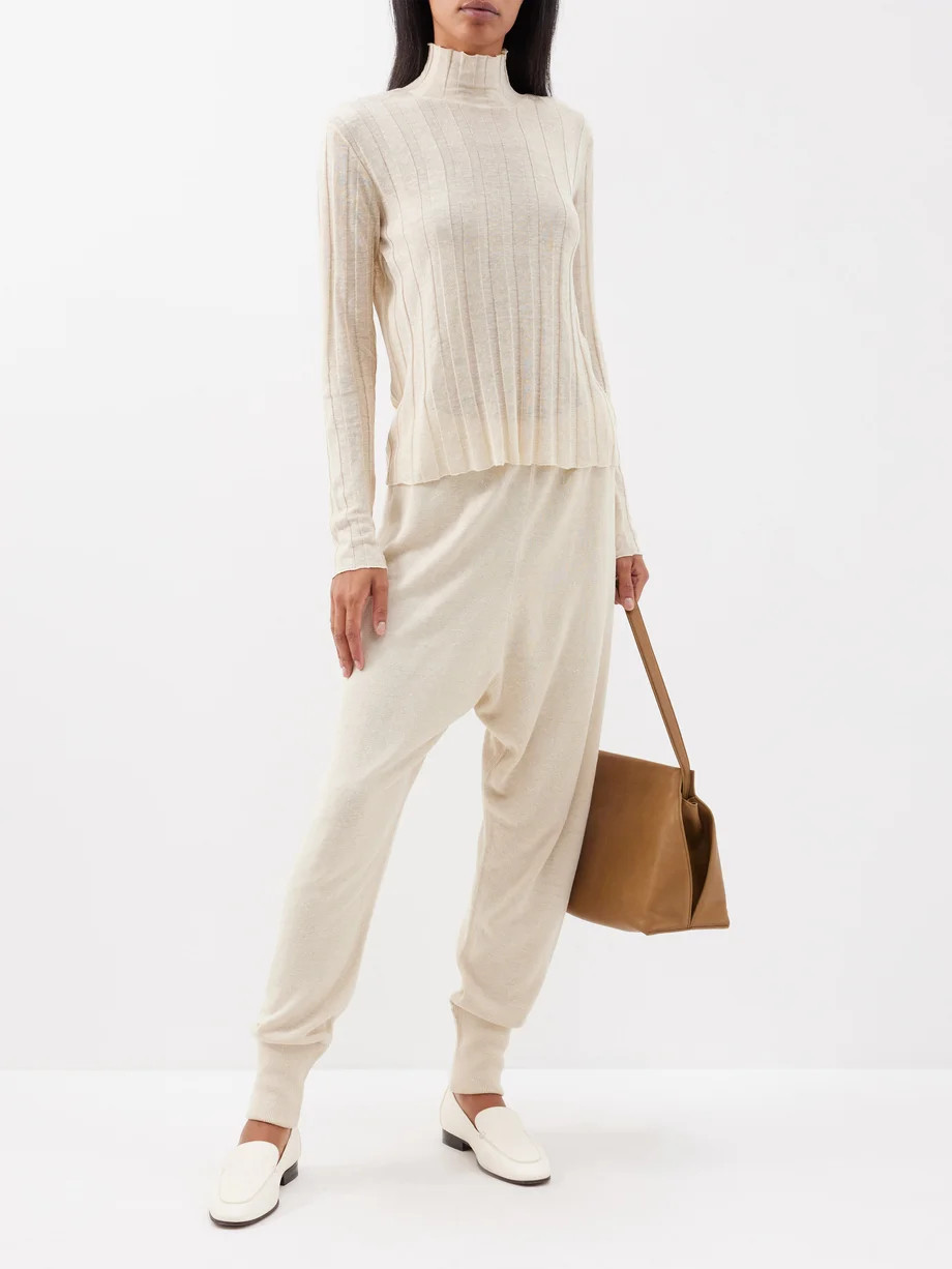 Daxy high-neck ribbed linen-blend top | The Row | Matches (EU)