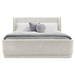 Interlude Kaia Modern Classic Desert Dune Grey Upholstered Wingback Bed - Queen | Kathy Kuo Home