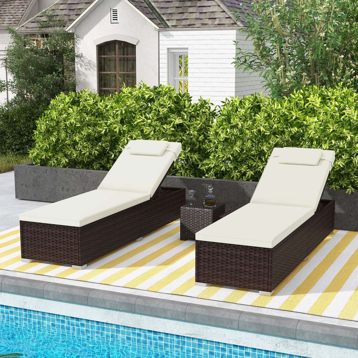 Costway 1/2 PCS Patio Chaise Lounge with 6-level Backrest Comfy Seat Cushion & Headrest Backyard | Target