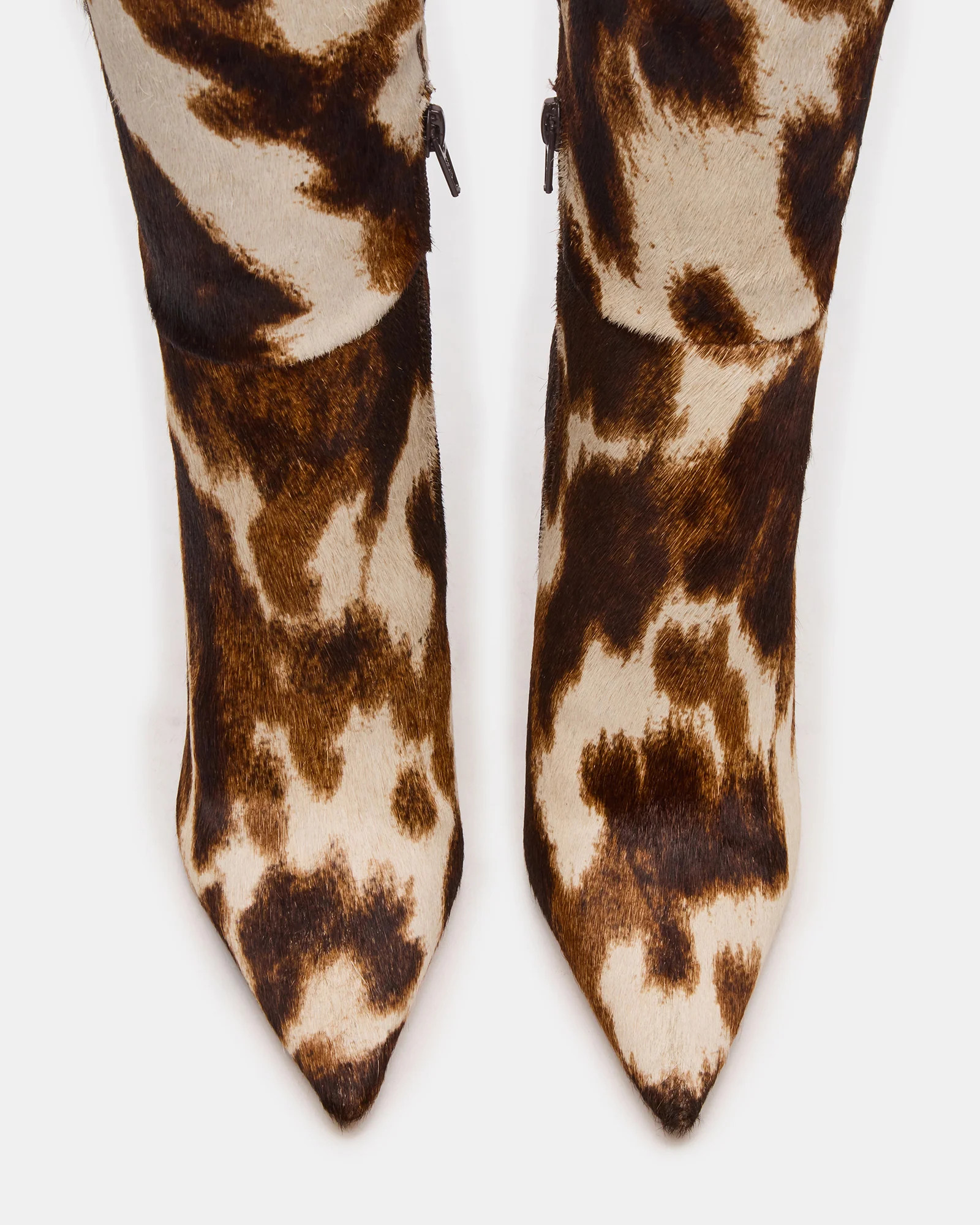 NITRO Brown Cow Print Wide Calf Pointed-Toe Stiletto Heel Knee-High Women's Boots | Steve Madden (US)