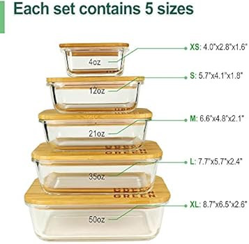 Glass Containers with Bamboo Lids Urban Green, Meal Prep Glass Containers, Glass Food storage Con... | Amazon (US)