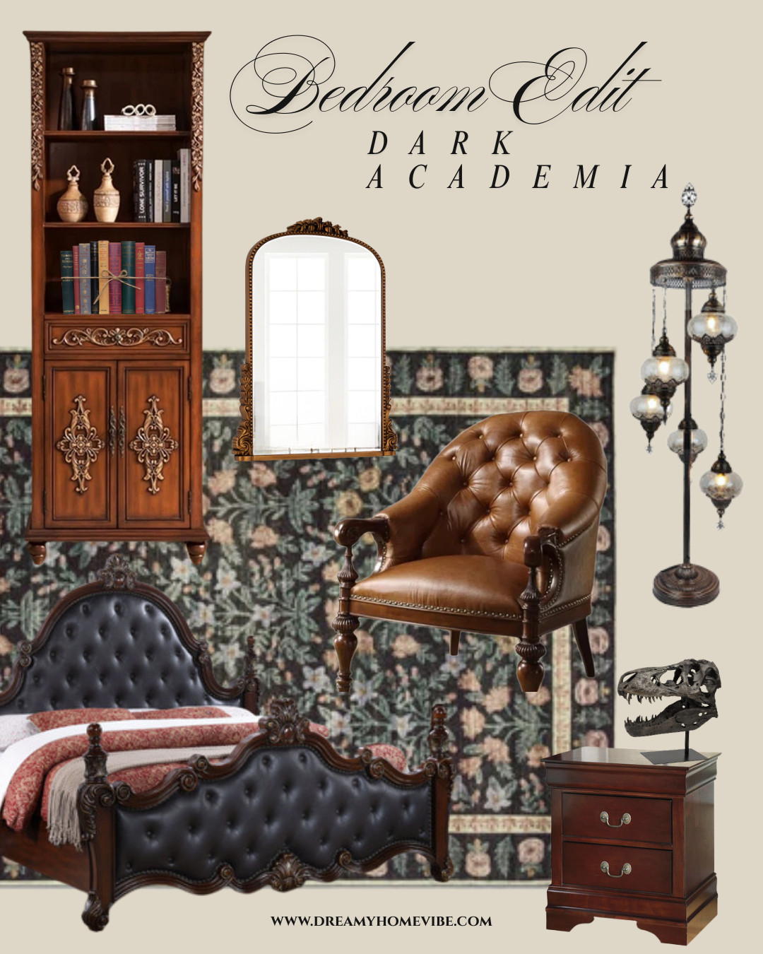 Transform your bedroom into a moody, elegant retreat ✨ From rich leather armchairs to vintage-inspired books and statement mirrors, this Dark Academia edit blends sophistication with cozy charm. 🖤 Tap to shop each piece and bring this timeless, intellectual vibe to your own space! 

 #LTKHome