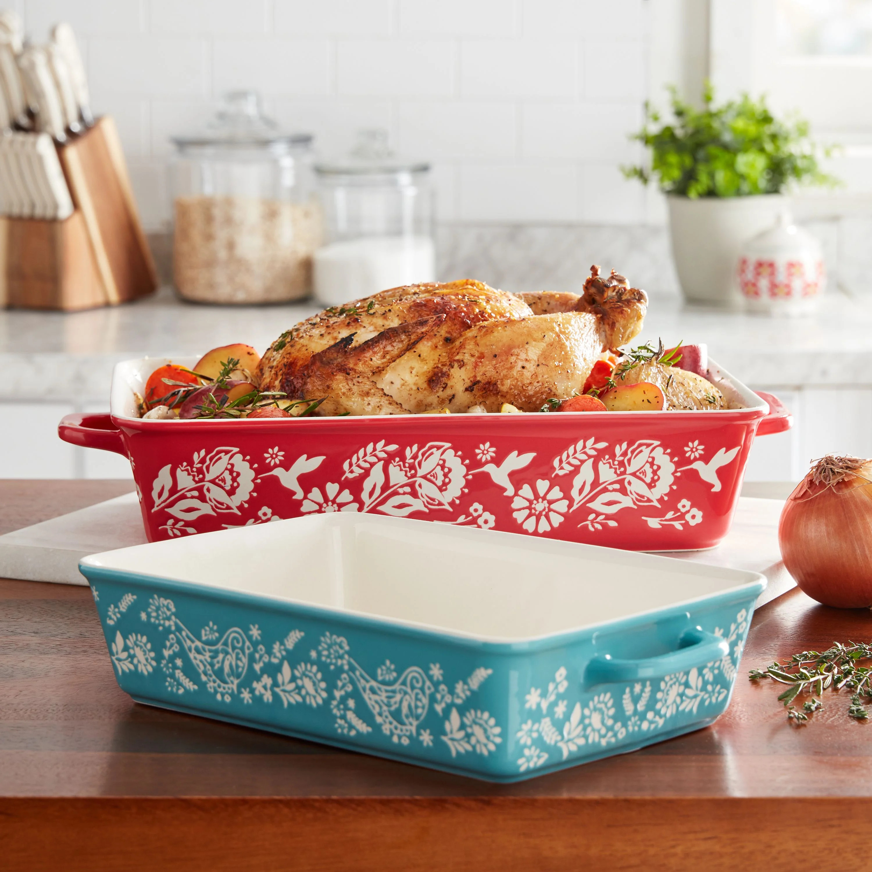 The Pioneer Woman Mazie 2-Piece Rectangle Baker Set | Walmart (US)