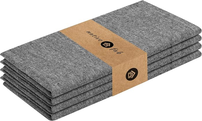 Native Fab Set of 4 Chambray Cloth Napkins - 100% Cotton, 17x17 Inches, Soft, Durable, Washable, ... | Amazon (US)
