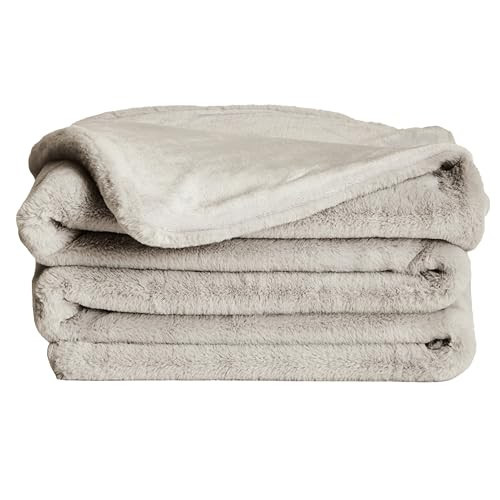 UnHide Lil’ Marsh - Faux Fur Blanket - Durable, Lightweight, Extra Soft Blanket - Machine Washable - Add a Layer of Softness to Any Bed, Couch, or Reading Chair - Greige, Medium (60" x 80") | Amazon (US)