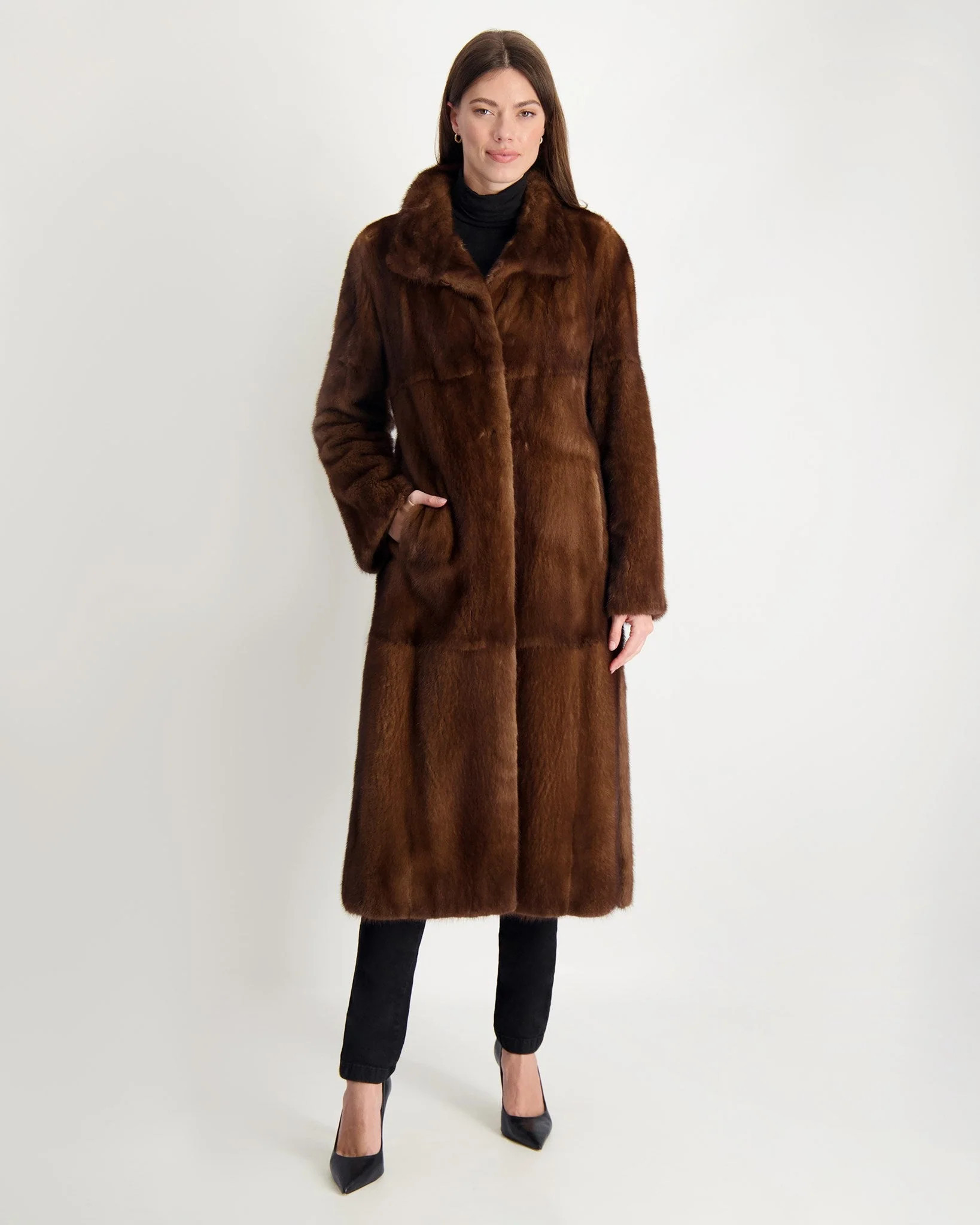 Mink Coat with Stand Collar | Shop Simon