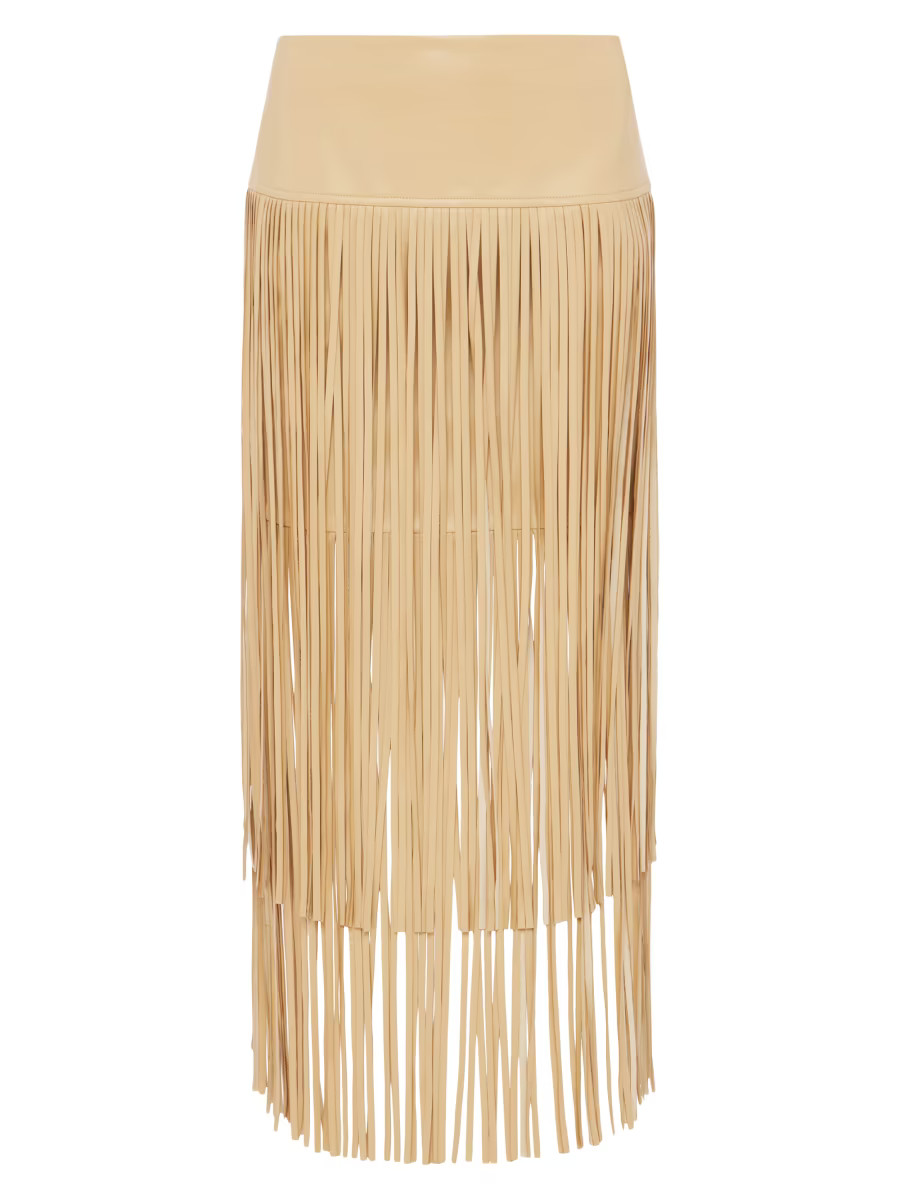 L'AGENCE Karolina Fringe Vegan Leather Skirt | Saks Fifth Avenue | Saks Fifth Avenue