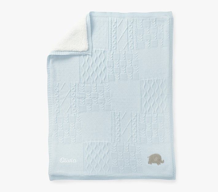 Elephant Patchwork Cable Heirloom Baby Blanket | Pottery Barn Kids
