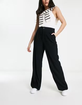 Stradivarius tailored wide leg trouser in black  | ASOS | ASOS (Global)