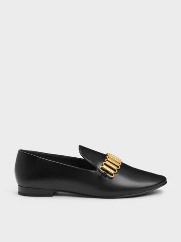 Black Metallic-Accent Loafers | CHARLES & KEITH | Charles & Keith US