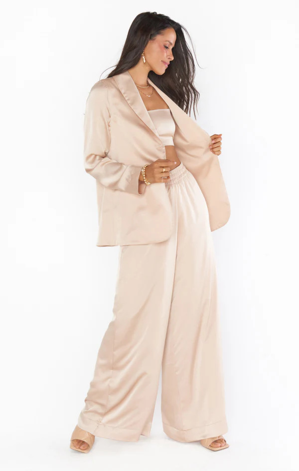 Felix Blazer ~ Champagne Luxe Satin | Show Me Your Mumu
