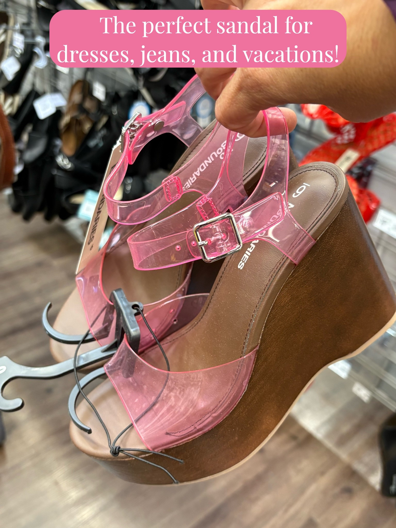 💗 These wedges are giving boutique vibes without the boutique price!

I found these No Boundaries Women’s Lucite Wedge Sandals at Walmart, and they’re such a cute way to elevate your outfit. The pink straps paired with the wood-look wedge heel create the perfect mix of feminine and trendy, making these an easy choice for everything from brunch to vacations, date nights, and special events.

For just $30, these wedges look far more expensive than they are and pair beautifully with dresses, skirts, jeans, linen pants, or matching sets. If you’re looking for stylish women’s wedge sandals that won’t break the bank, these are definitely worth adding to your cart.

💗 Trendy lucite style
👡 Comfortable wedge heel
✨ Easy to dress up or down
🛍️ Only $30

#LTKStyle #NoBoundaries #WedgeSandals #LuciteSandals #WomensShoes #PinkSandals #WalmartFashion #AffordableFashion #SummerStyle #VacationOutfit #DateNightOutfit #CollegeStyle #WalmartFinds #LTKFinds