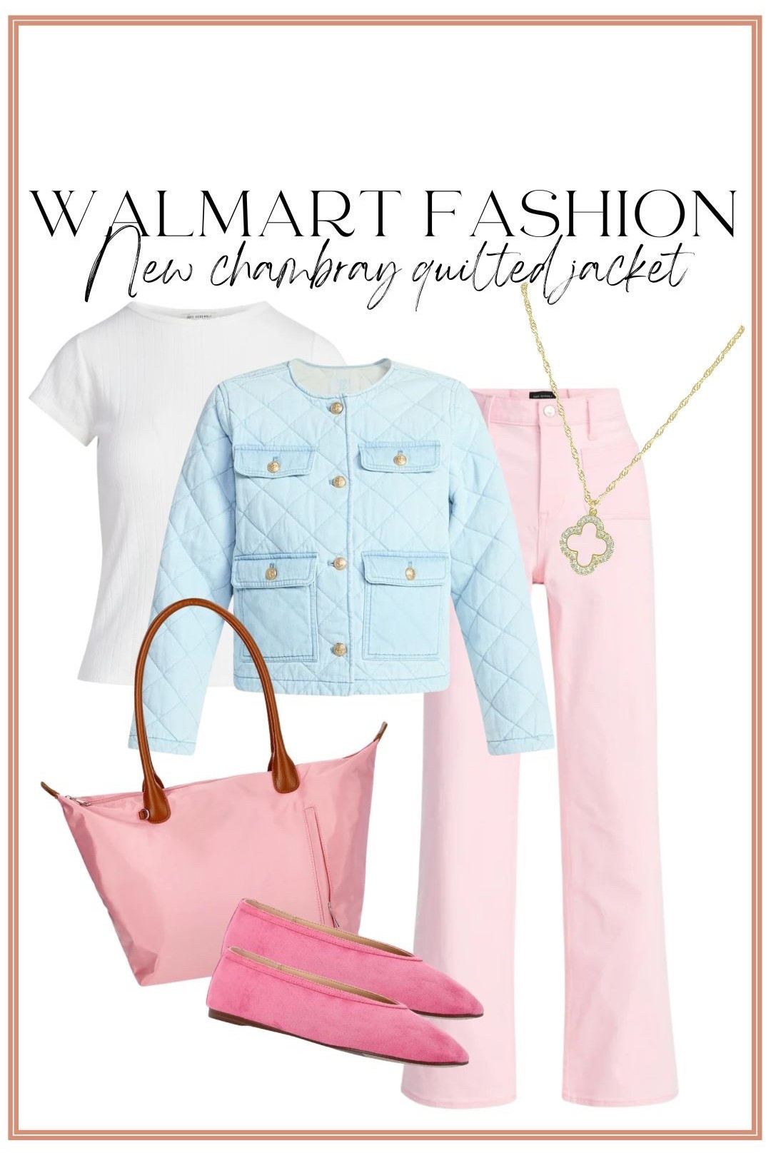This new chambray quilted jacket from Walmart is such a good spring layering piece and the details are incredible. 💙

The soft chambray fabric, quilted texture, and gold buttons give it a really elevated look that feels straight out of a boutique. I styled it with a simple white tee and pink denim for the cutest spring outfit.

Paired with pink flats, a matching tote, and delicate jewelry, this whole look feels fresh, feminine, and perfect for everyday wear. Whether you’re heading to brunch, running errands, or traveling, this is such an easy outfit to throw on.

Walmart fashion continues to impress with pieces that look high-end but are so affordable.

#walmartfashion #walmartstyle #walmartfinds #affordablefashion #springfashion #chambrayjacket #springoutfit #budgetfashion #everydaystyle #walmartoutfit


#LTKootd #LTKPetite