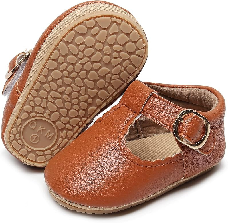 HONGTEYA Infant Baby Girls Mary Jane Flats Non Slip for Toddler First Walkers Soft Sole PU Leathe... | Amazon (US)