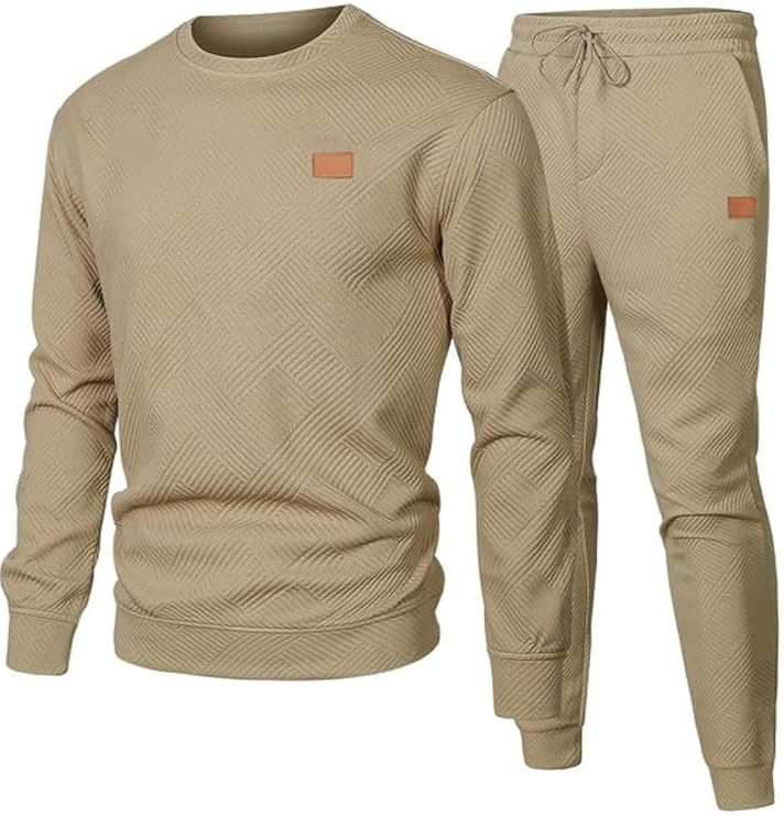 Men's 2 Piece Sweatsuits Outfits Casual Crewneck Jacquard Sweatshirt Joggers Sweatpants Set Track... | Amazon (US)