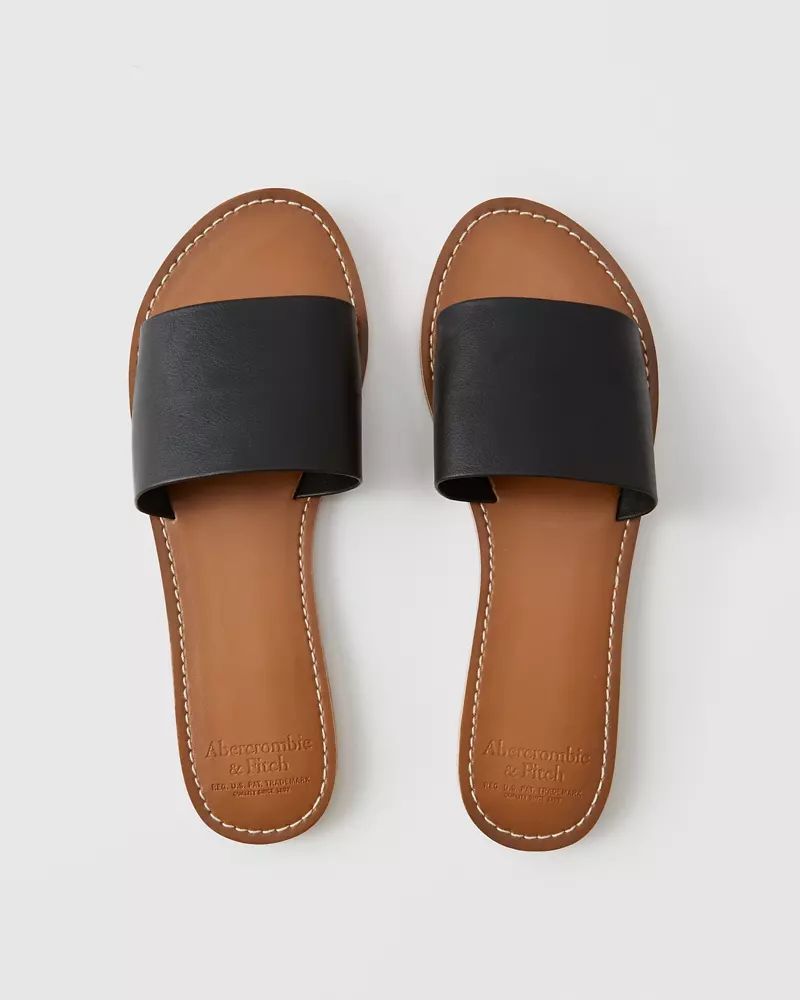 Womens Faux Leather Slide Sandals | Womens Shoes | Abercrombie.com | Abercrombie & Fitch US & UK