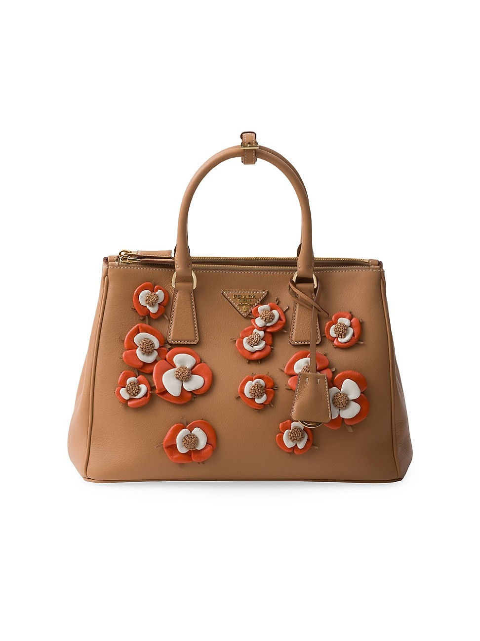 Women's Large Galleria Leather Bag with Floral Appliqués - Beige Khaki | Saks Fifth Avenue