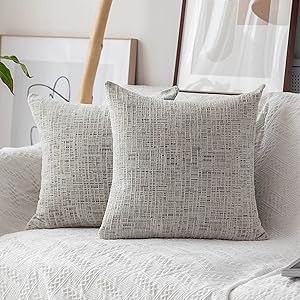 Home Brilliant Textured Throw Pillow Covers Chenille Stripe Velvet Pillowcases for Home Decoriation, | Amazon (US)