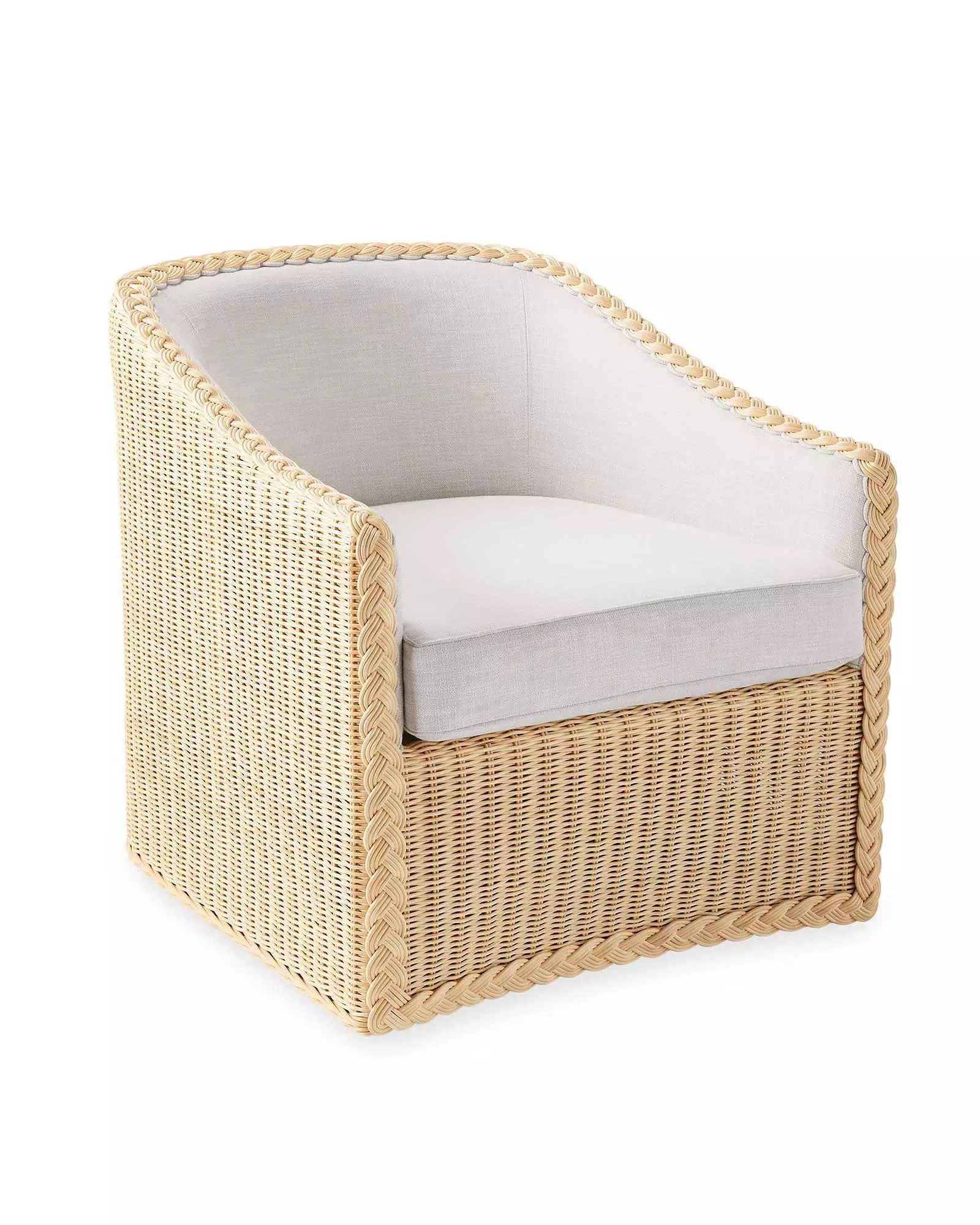 Yarmouth Swivel Chair - Sunbleached Wicker | Serena and Lily