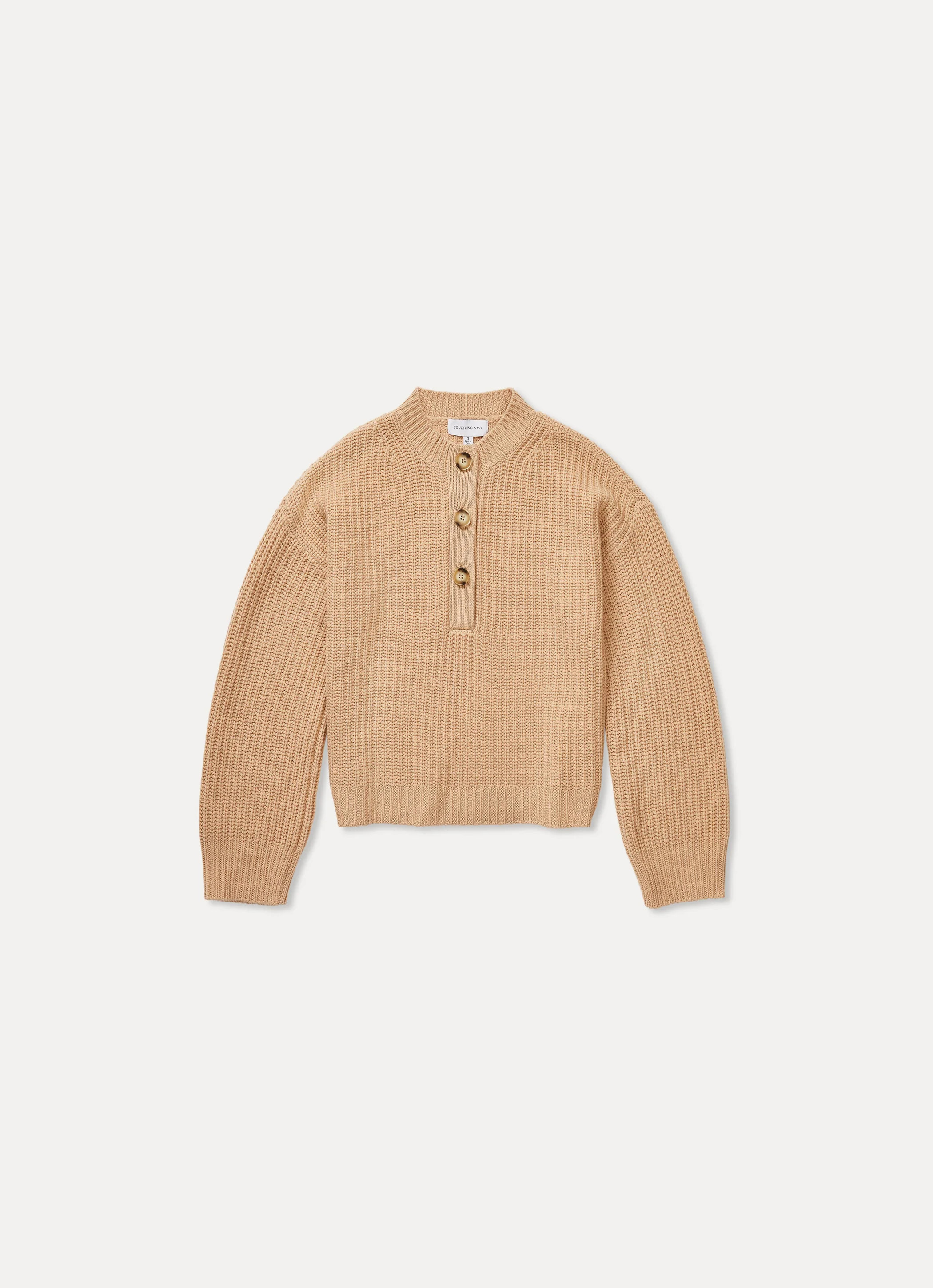 Henley Cashmere Blend Sweater | Something Navy