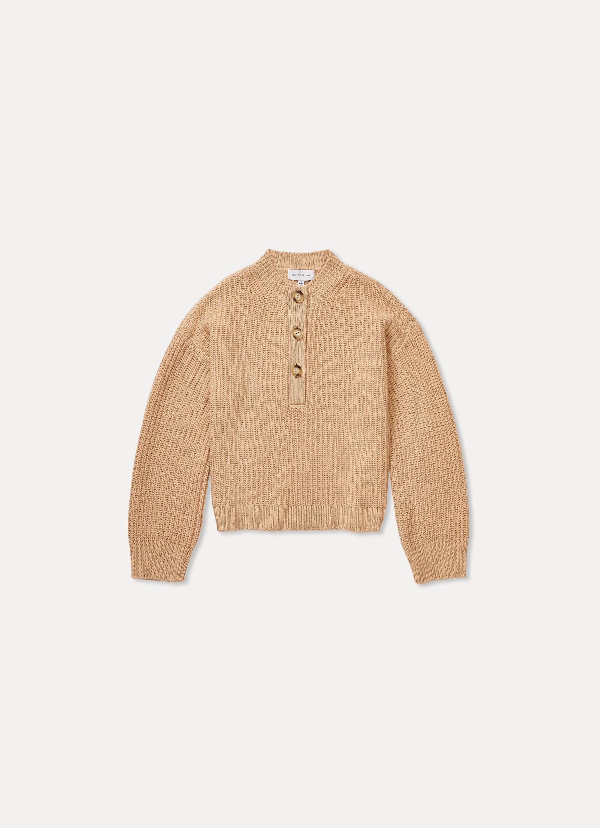 Henley Cashmere Blend Sweater | Something Navy