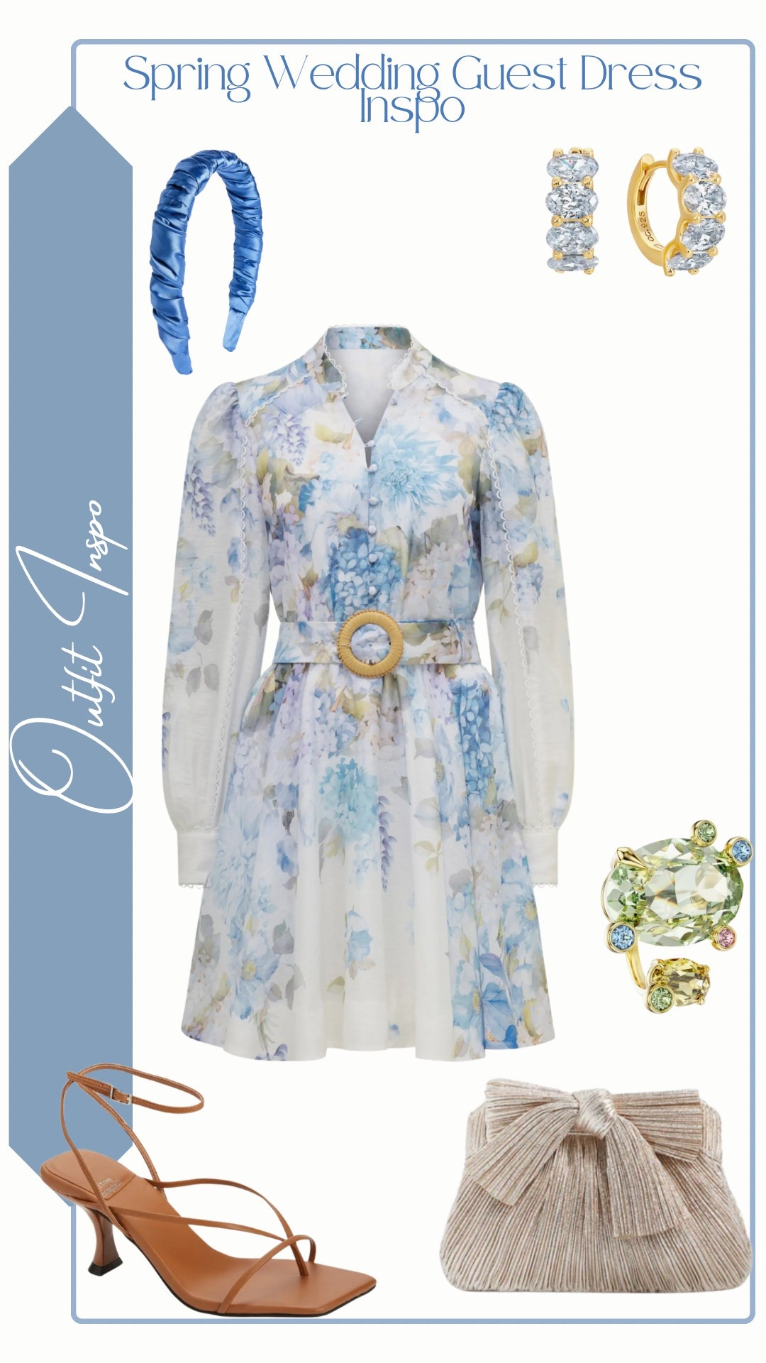 Spring Wedding Guest Dress Inspo

Blue Floral Lace Trim Belted Long Sleeve Shirt Dress: Ever New (Vienna Dress)
Tan Sandal: Jeffrey Campbell (Fluxx Sandal)
Shimmer Pleated Frame Clutch: Loeffler Randall (Rayne Clutch)
Green Gem Ring: Swarovski (Gema Ring)
Gold Huggie Hoop Earrings: Crislu
Blue Ruched Satin Headband: Tasha

#LTKShoeCrush #LTKItBag

#LTKWedding #LTKOver40 #LTKSeasonal