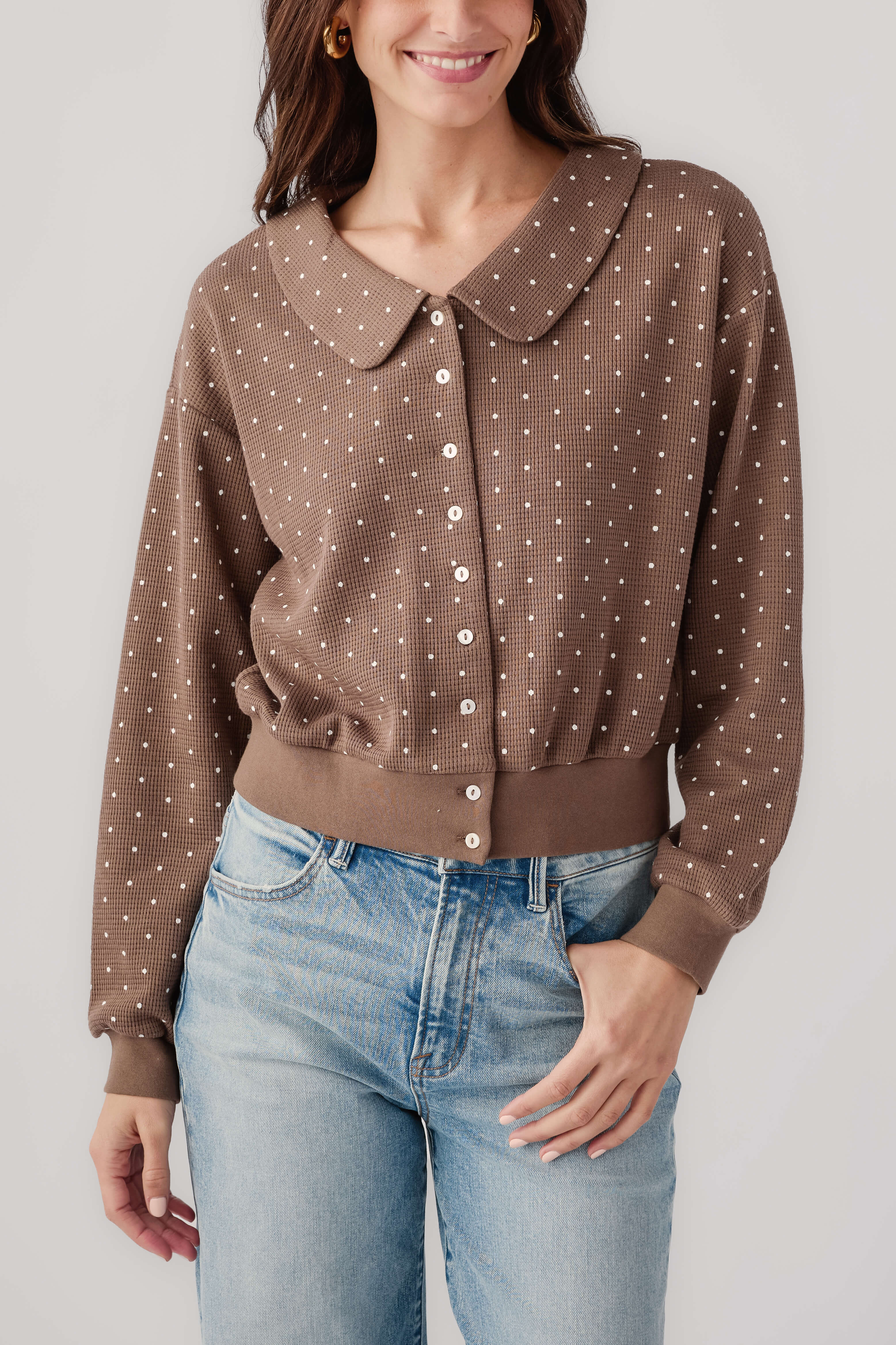 Things Between Polka Dot Peter Pan Cardigan | Social Threads