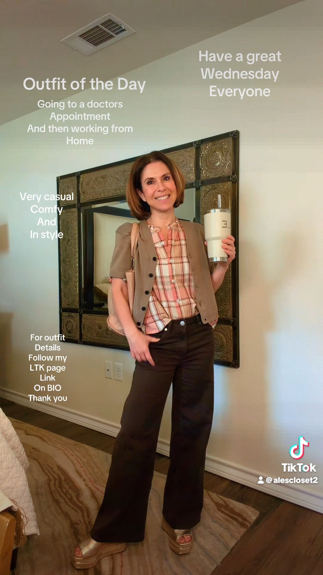 Casual days don’t have to be boring 🤎

I wanted to switch things up from my usual blue denim, and these brown jeans from Quince were the perfect find. The fit and quality honestly impressed me, especially for the sale price. I typically wear a size 25, but sized up to a 27 for a more relaxed, effortless look—and I’m so glad I did.

My plaid top is also a sale find from Anthropologie. I grabbed a size small for a little extra room, and it fits perfectly. They were selling out quickly, so if it’s still available, I’d grab it fast!

The little Cardi is from Zara but since I can’t link Zara items yet I found a very similar replacement also on sale in cream color that I think it would go great!

Finished the look with my favorite Vince Camuto mules and purse for an easy outfit that feels comfortable, polished, and put together.

What do you think—would you wear brown denim? 🤎

#LTKStyle #QuinceStyle #AnthropologieStyle #CasualChic #EverydayStyle #BrownDenim #Over40Style #FashionOver50

#LTKOver40 #LTKootd #LTKTravel