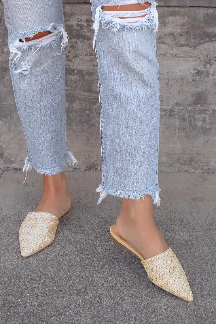 Lorena Natural Pointed Toe Slides | Lulus (US)