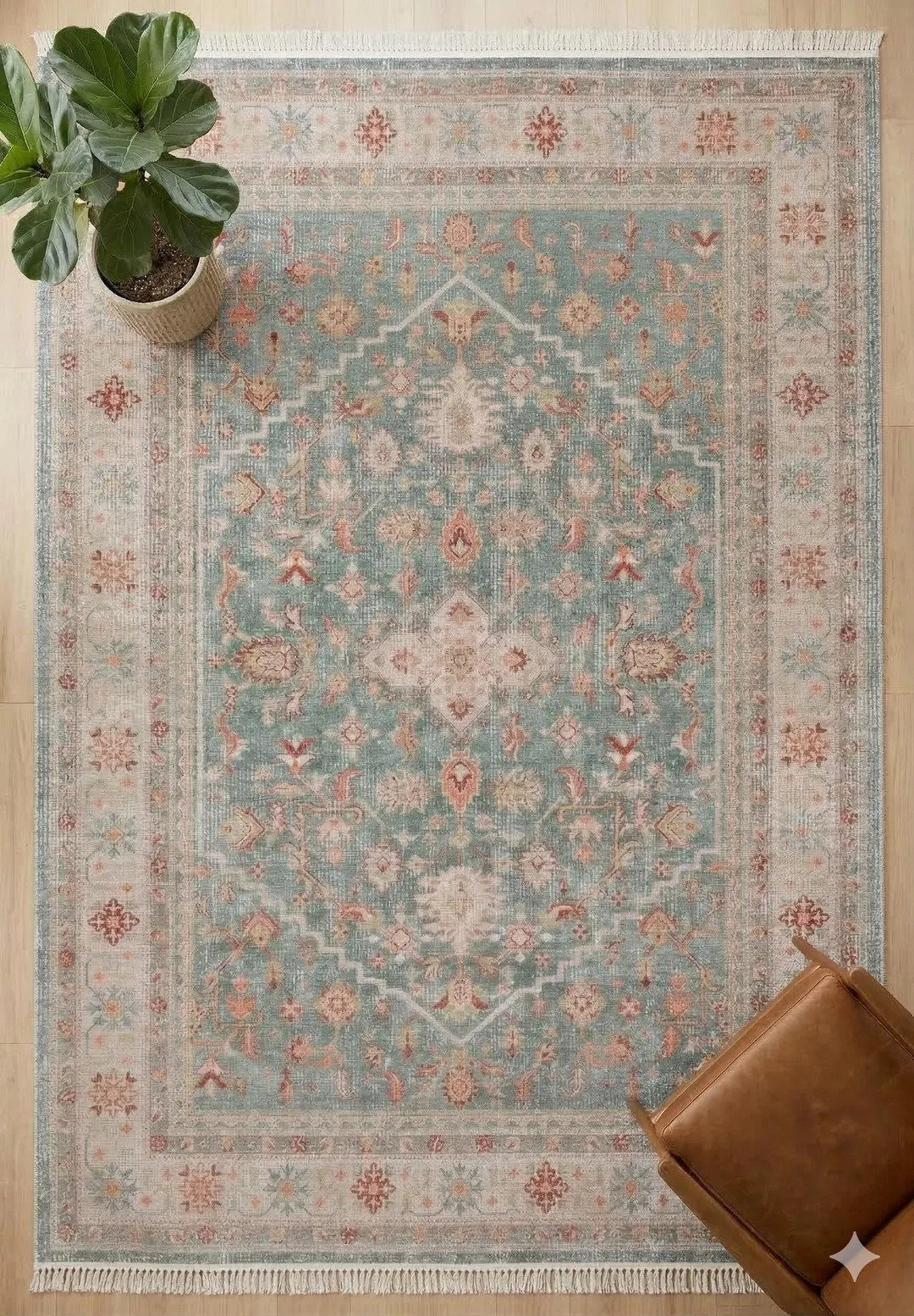 Distressed Oriental Rug – Sage Green Terracotta Muted Persian Style Carpet - Etsy | Etsy (Global)