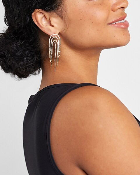 Fringe Beaded Drop Earrings | Express