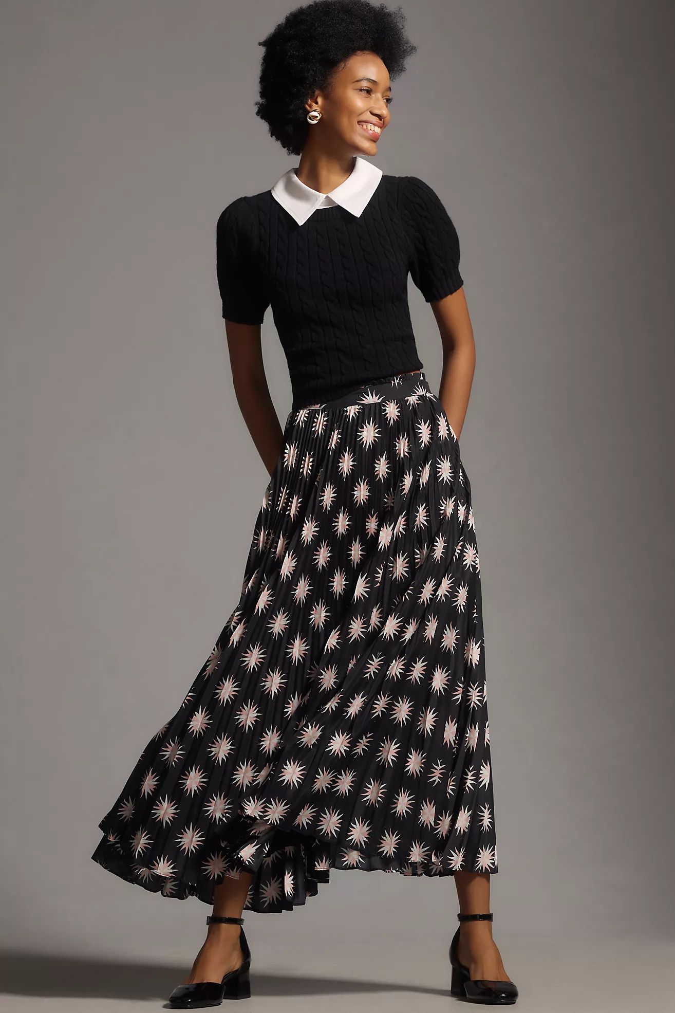 The Isobel Silky Pleated Skirt by Maeve | Anthropologie (US)