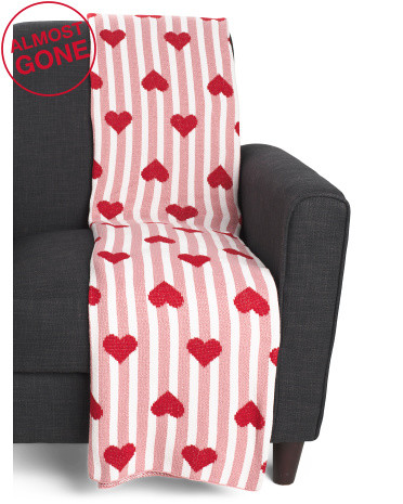 Multi Heart With Stripe Chenile Throw | TJ Maxx