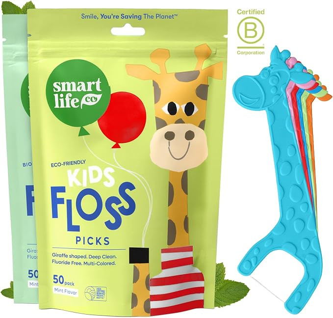 SmartLifeco Eco-Friendly Kids Flossers (100ct) - The Original Straw Wheat Dental Floss Picks for ... | Amazon (US)