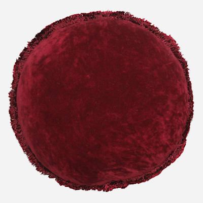 Providence Burgundy Round Throw Pillow with Fringe, 16" | At Home