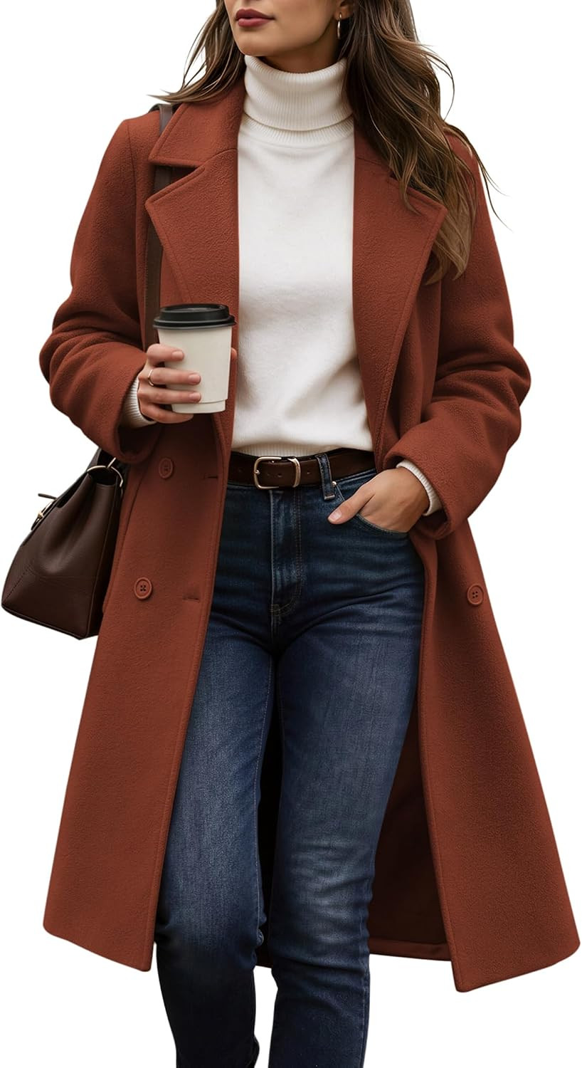 Zeagoo Womens Winter Coats Notch Lapel Double Breasted Mid-Long Peacoat | Amazon (US)