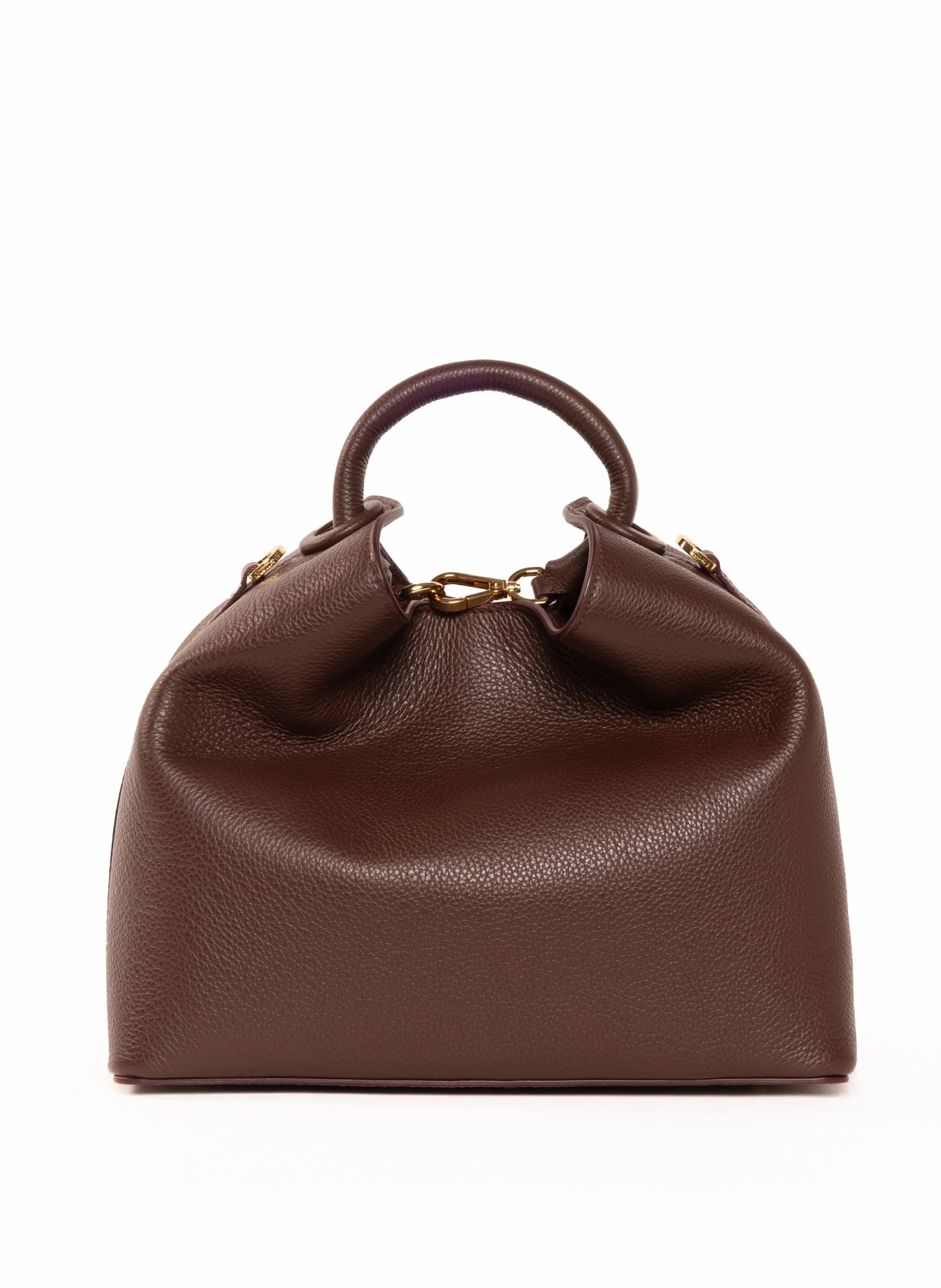 Raisin Pebbled Leather Dark Brown - French Leather Bags - Elleme | Elleme