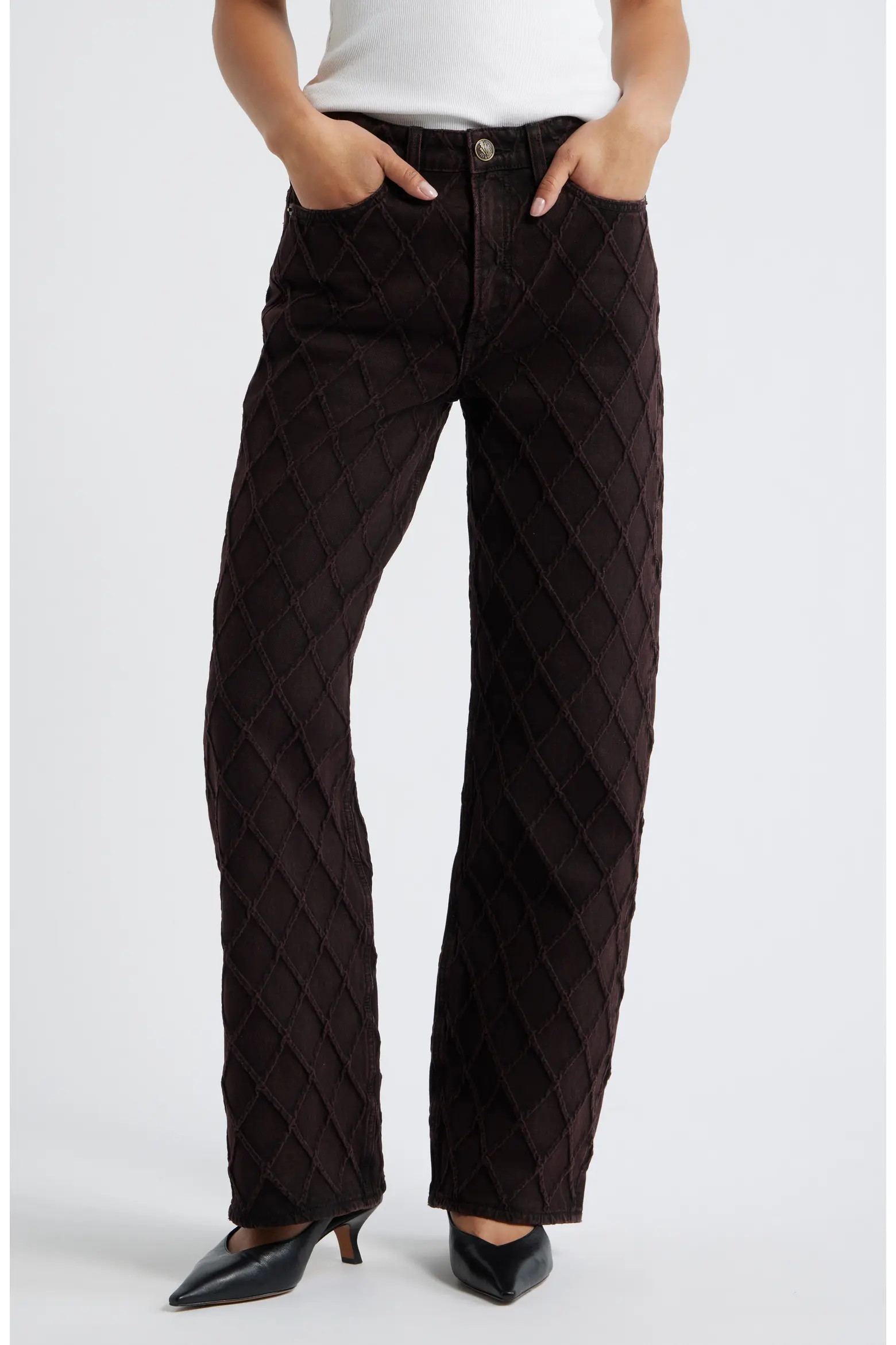 Logan Mid Rise Wide Leg Quilted Jeans (Women) | Nordstrom | Nordstrom