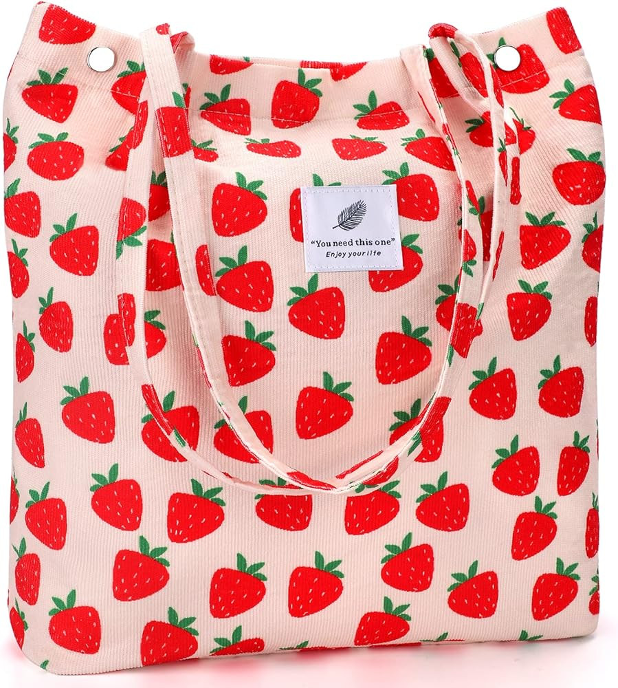 Corduroy Tote Bags, Travel Shoulder Beach Bag for Women Work Lunch Grocery Shopping Gym Shopper H... | Amazon (US)