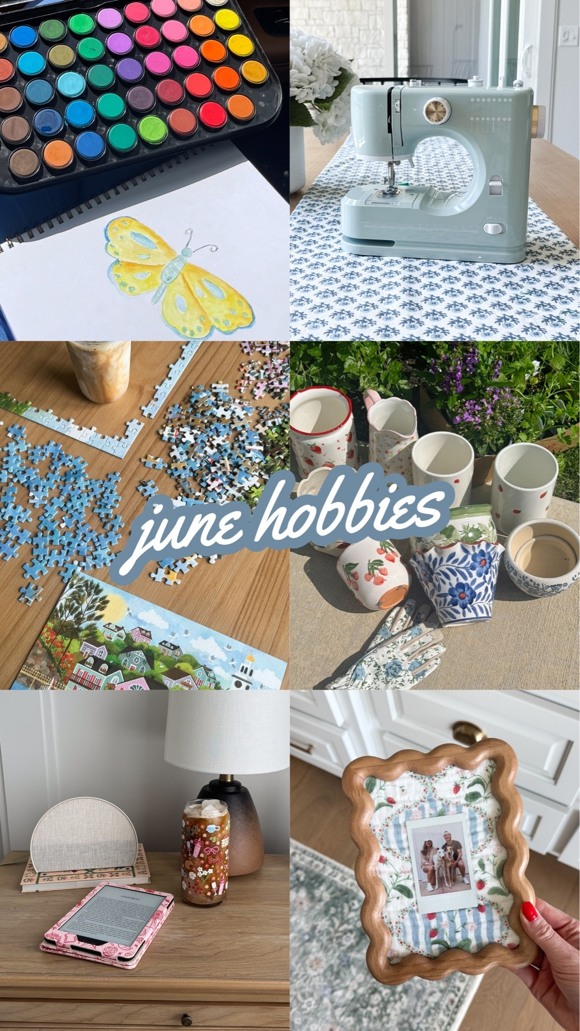 My June hobbies!
🧩 I love keeping a puzzle out on the table to work on periodically
🪴 Gardening season, my bar cart was such a fun project! All m pots are from Hobby Lobby, Homegoods, and local plant stores
📚 I read the latest Finlay Donovan, Yesteryear, and Dear Debbie this month (case is from my shop The Clover House)
🎨 It was so hot Sunday so I took a drive and did some watercolor, I love these watercolor books
🖼️ I did this fun DIY out of a dishcloth and frame from Homegoods
🧵 I cannon wit to sew!!

Hobbies, amazon, LTK, home finds,