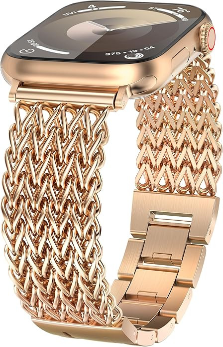 Minyee Compatible with Apple Watch Band 41/40/38/44/45/46/49/42mm Women, Dressy Stainless Steel M... | Amazon (US)