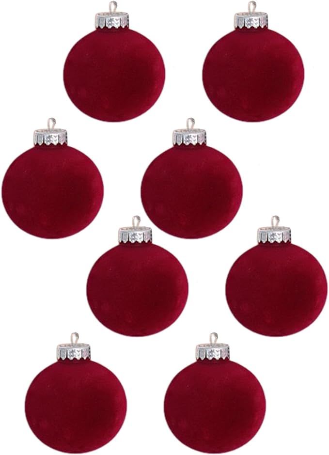 2023 New Velvet Christmas Balls Bulk Flocked Christmas Tree Ball Ornaments Plastic Balls Xmas Dec... | Amazon (US)