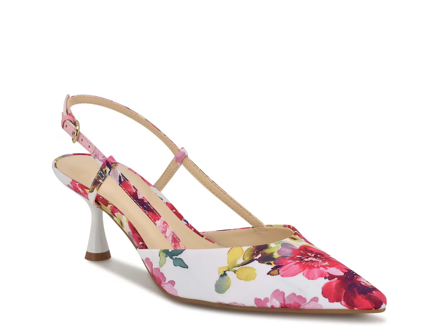 Nine West Rillas Pump | Women's | White/Multicolor Floral Print | Size 6.5 | Pumps | Slingback | DSW