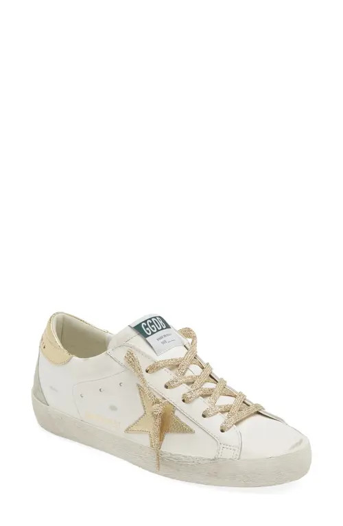 Golden Goose Super-Star Low Top Sneaker in White/Gold at Nordstrom, Size 10Us | Nordstrom